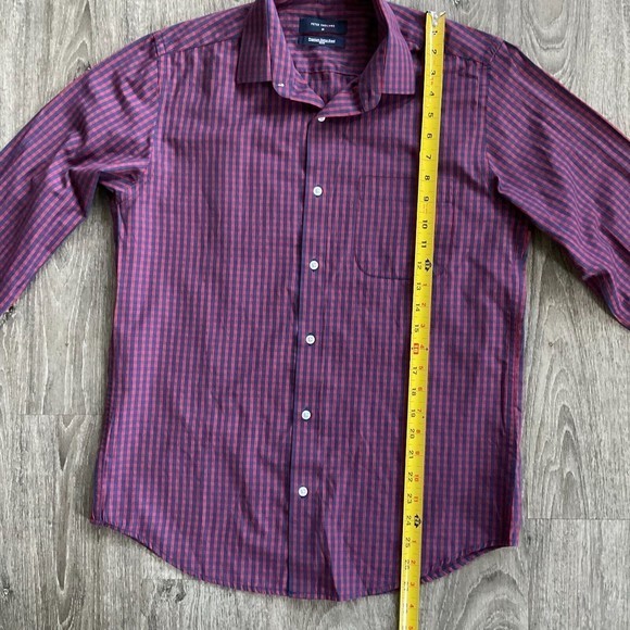 2- Peter England Slim Fit Dress‎ Shirts Casual Plaid Size 39 EUC Blue Red White - Picture 8 of 11
